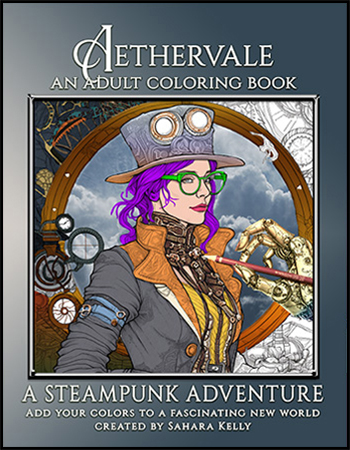 A historically themed coloring book cover by Sahara Kelly