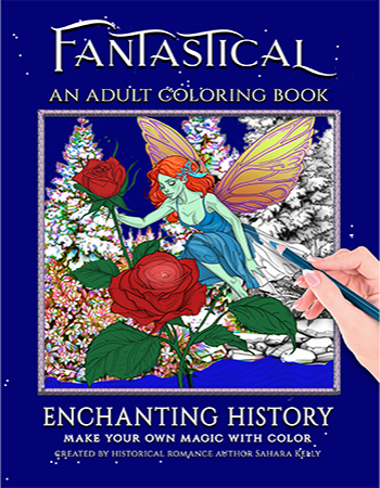 A magically themed coloring book cover by Sahara Kelly