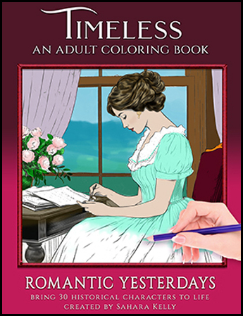 Timeless, A historically themed coloring book cover by Sahara Kelly